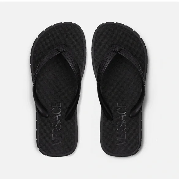 Versace Black Greca Sandals